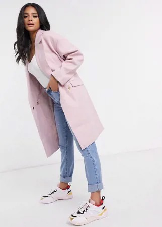 Светло-розовое пальто с необработанными краями Missguided-Розовый цвет