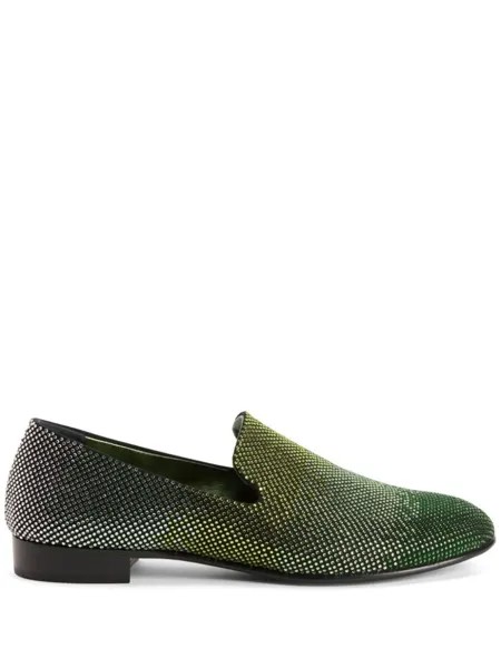 Лоферы Lewis со стразами Giuseppe Zanotti, зеленый