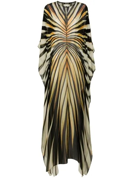 Roberto Cavalli шелковое платье-кафтан, черный