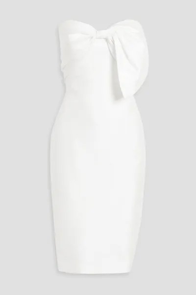 Платье миди фай без бретелек с бантом BADGLEY MISCHKA, белый