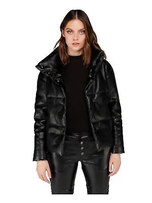 Черная женская куртка-пуховик DAUNTLESS с высоким воротником на кнопках и длинными рукавами L