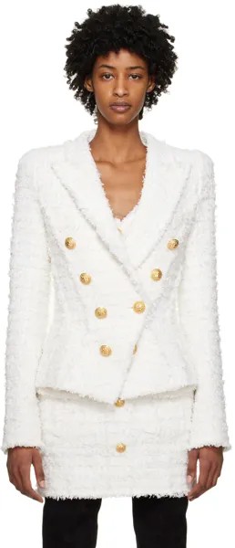 Белый приталенный пиджак Balmain