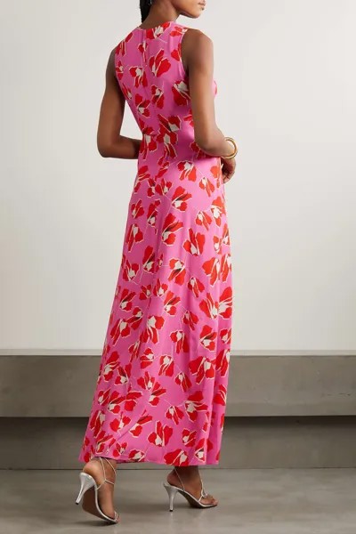 DIANE VON FURSTENBERG платье макси Ace из крепа с цветочным принтом, розовый
