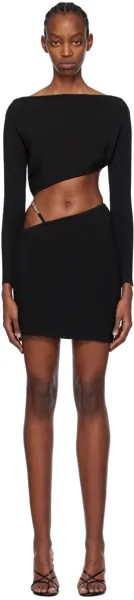 Черное асимметричное мини-платье Gcds
