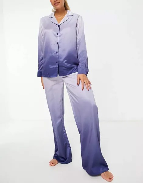 Темно-синяя атласная пижама с градиентом Loungeable