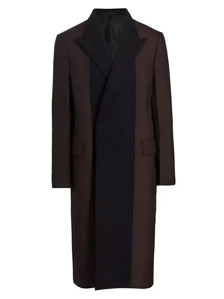 Двубортное пальто из смесовой шерсти Lanvin, цвет expresso
