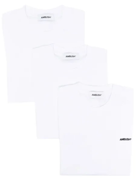 AMBUSH logo-embroidered crew-neck T-shirt, белый