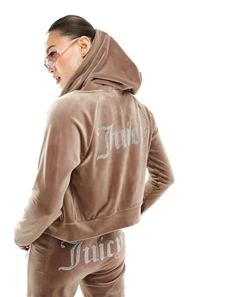 Норковое худи на молнии с логотипом Juicy Couture