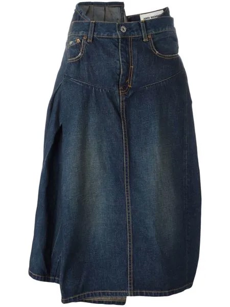Junya Watanabe асимметричная джинсовая юбка со складками