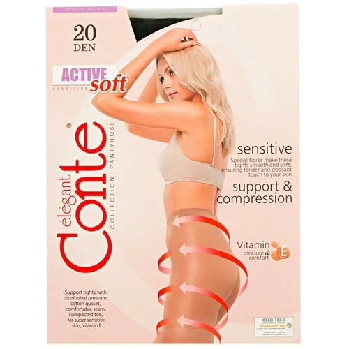 Колготки Conte elegant Active Soft, 20 den, размер 3, черный