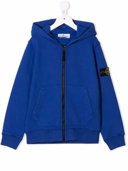 Stone Island Junior худи на молнии с нашивкой-логотипом