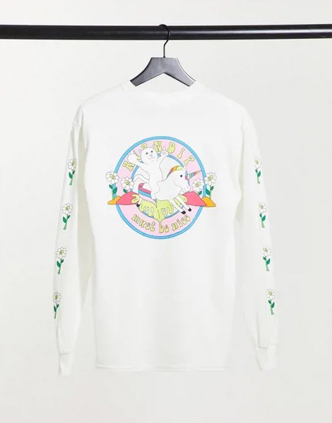 Белый лонгслив RIPNDIP Unicorn Rider