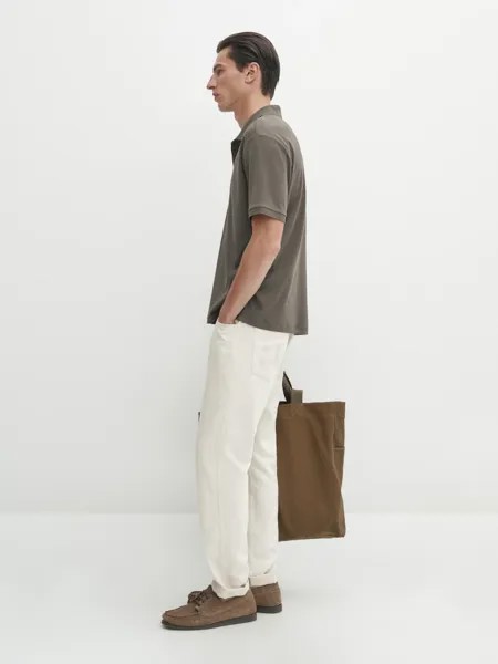 Рубашка поло из мерсеризованного хлопка с короткими рукавами Massimo Dutti, зеленый