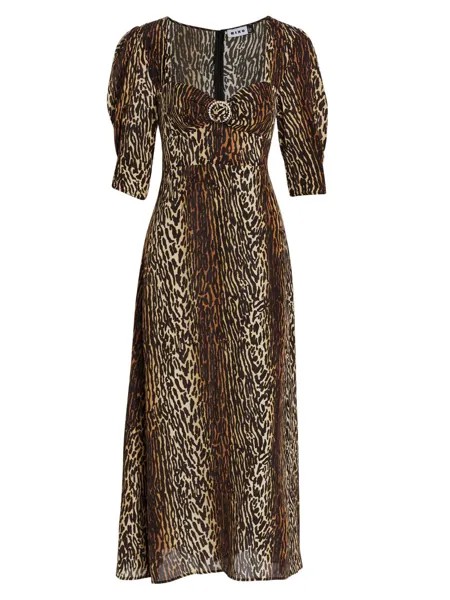 Платье миди с леопардовым принтом Karen Rixo