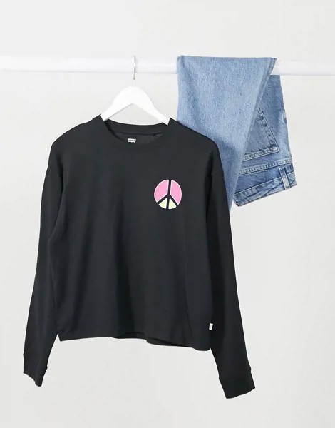 Черный лонгслив с графичным принтом Levi's