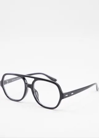 Круглые очки с прозрачными стеклами и цепочкой Bershka-Черный цвет