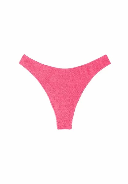 Плавки бикини Calzedonia, розовые с жатыми волнами, флюо-розовый
