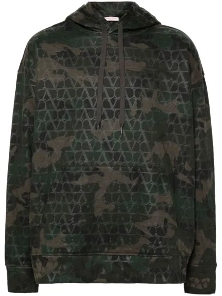 Valentino Garavani худи с узором Toile Iconographe и камуфляжным принтом, зеленый