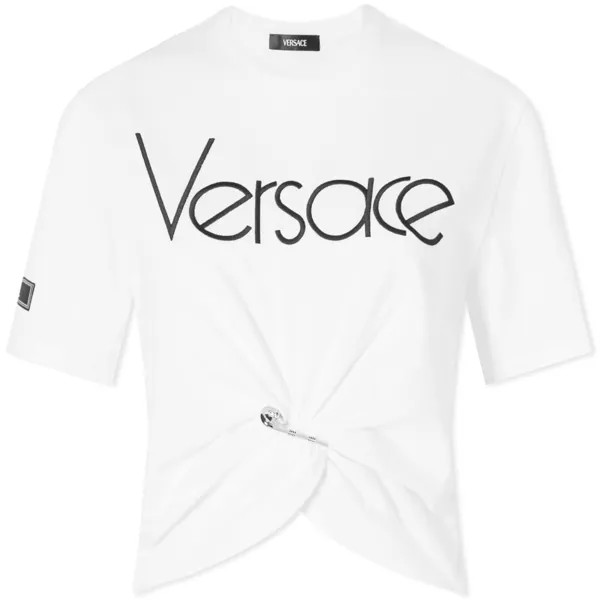 Укороченная футболка Versace, белый/черный