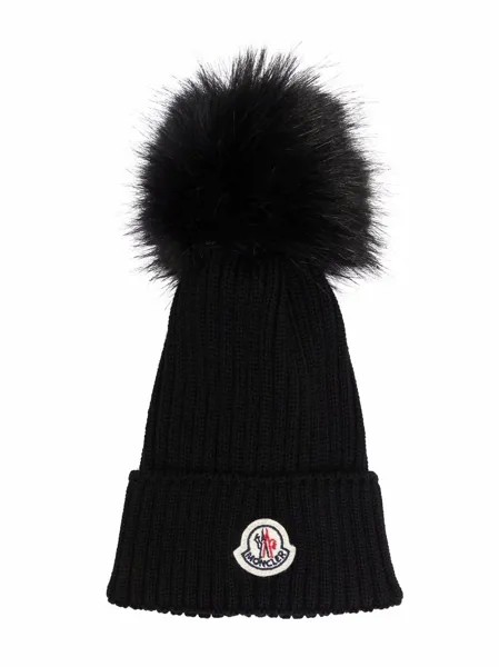 Moncler Enfant шапка бини с нашивкой-логотипом