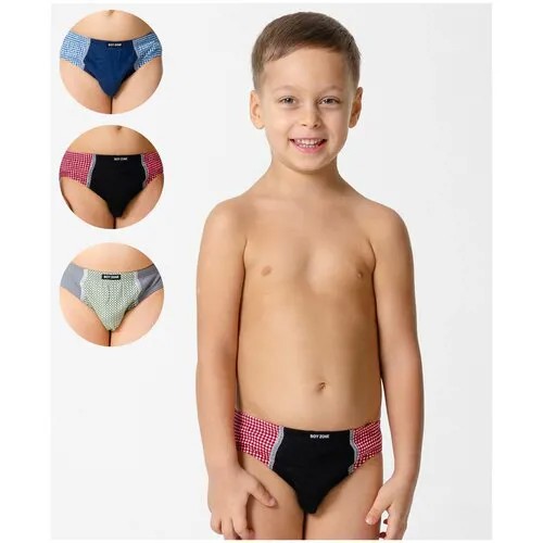 Трусы детские Слипы Boy zone 23816 3 шт. черный, синий, красный, серый, белый размер 4/6