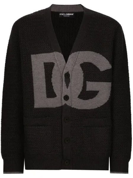Dolce & Gabbana кардиган с логотипом, серый