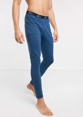 Темно-синие меланжевые меггинсы от пижамы с надписью на поясе ASOS DESIGN-Серый