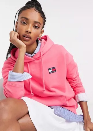 Худи розового цвета с нашивкой Tommy Jeans-Розовый цвет