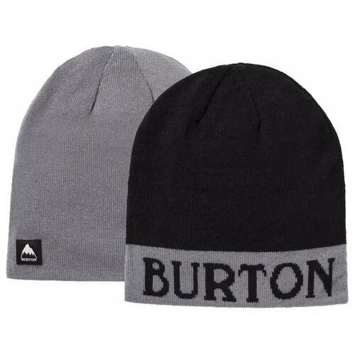 Шапка BURTON, демисезон/зима, двухсторонняя, размер One size, черный, серый