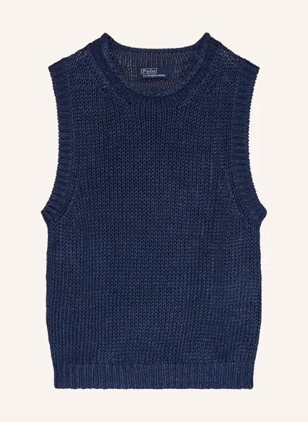 Льняной свитер-жилет Polo Ralph Lauren, синий