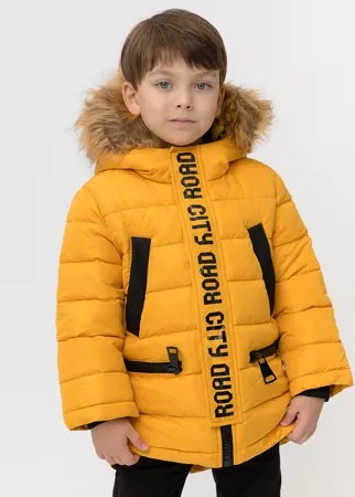 Зимнее пальто горчичного цвета Button Blue