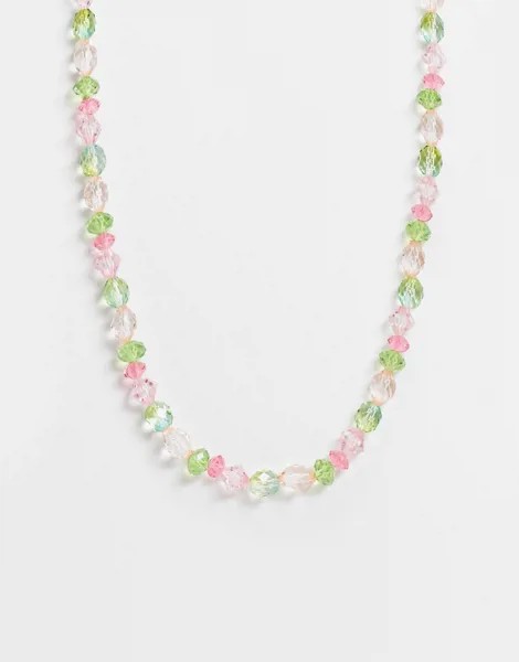 Ожерелье из пластиковых бусин ASOS DESIGN-Многоцветный