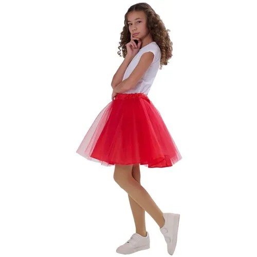 Школьная юбка-пачка Вестифика, с поясом на резинке, миди, размер 38-44, красный