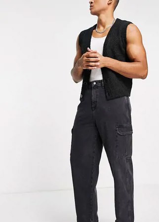 Выбеленные черные джинсы свободного кроя с карманами карго в стиле 90-х их органического смесового хлопка Reclaimed Vintage Inspired-Черный цвет