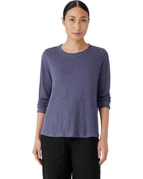 Футболка Eileen Fisher Petite Crew Neck Long Sleeve, цвет Twilight