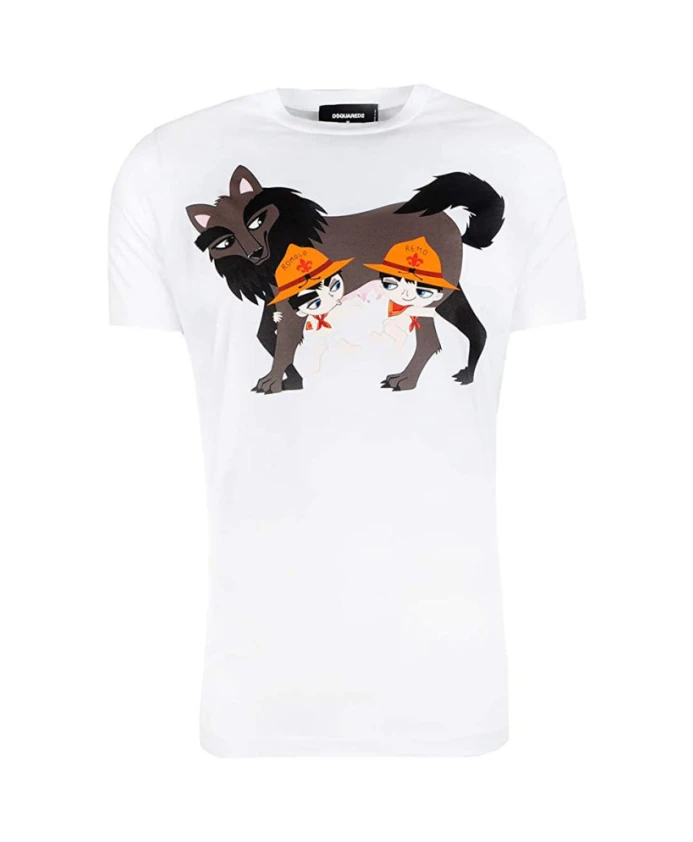 Хлопковая футболка S длинный классный крой Dsquared2, белый