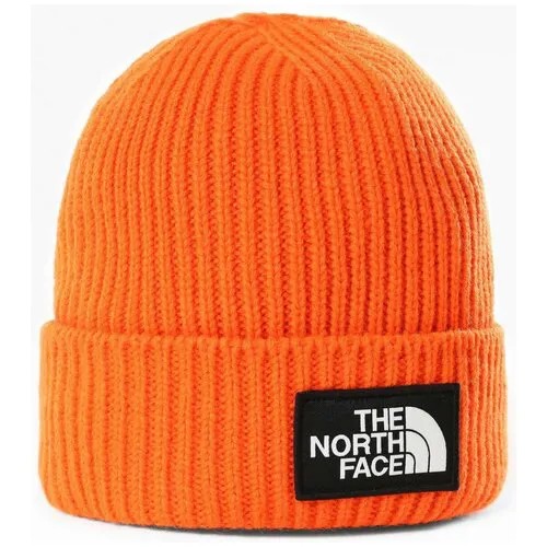 Шапка короткая North Face Logo Box Cuff Beanie sht Red Orang