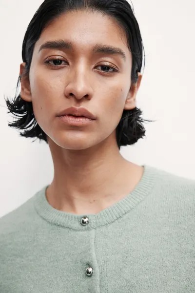 Вязаный кардиган H&M, зеленый