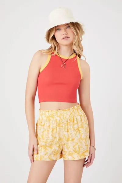 Шорты без застежки с тропическим листом Forever 21, желтый