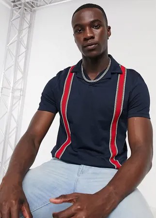 Темно-синяя футболка-поло с сетчатой лентой ASOS DESIGN Tall-Темно-синий