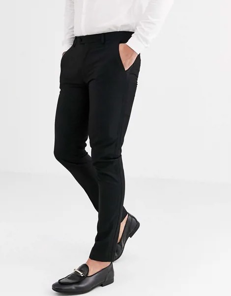 Черные супероблегающие брюки под смокинг ASOS DESIGN-Черный