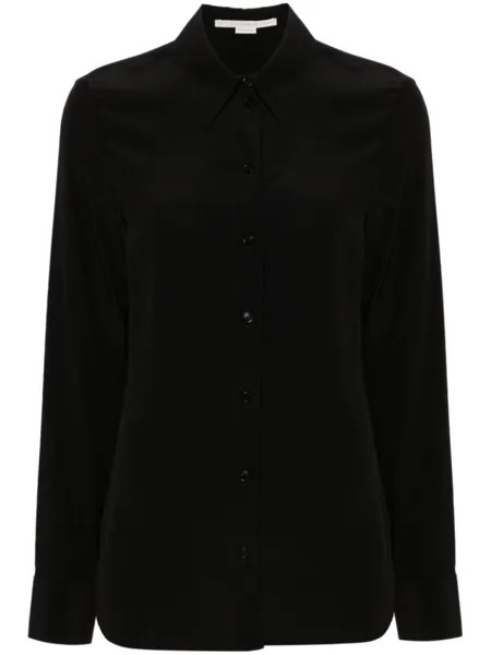 Stella McCartney шелковая рубашка с заостренным воротником, черный
