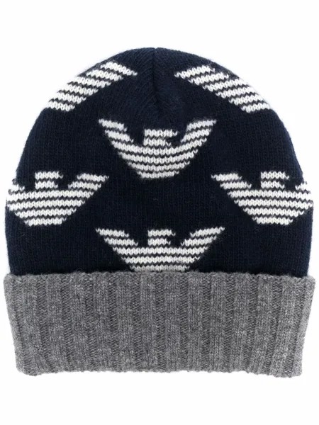 Emporio Armani Kids шерстяная шапка бини с логотипом