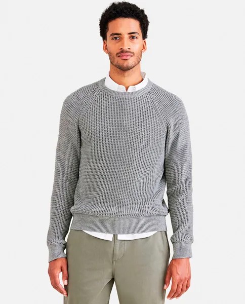 Мужской хлопковый свитер с круглым вырезом Dockers, светло-серый