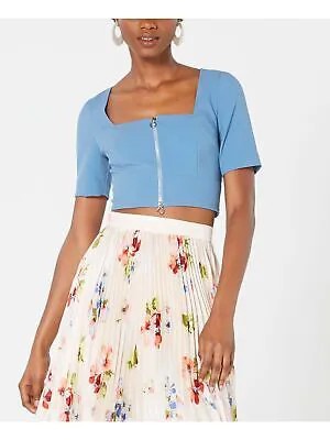 JILL STUART Женский синий укороченный топ с квадратным вырезом и короткими рукавами 12