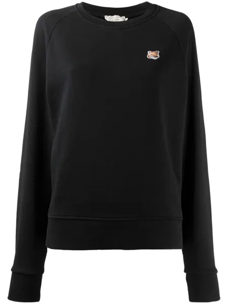 Maison Kitsuné джемпер с вышитым логотипом, черный