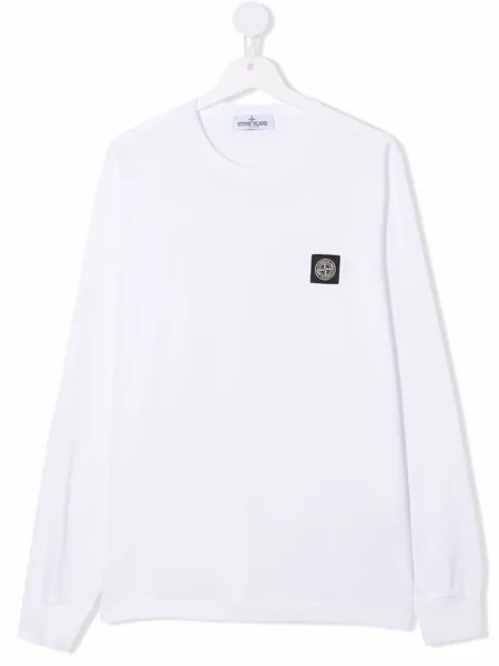 Stone Island Junior футболка с длинными рукавами и нашивкой-логотипом