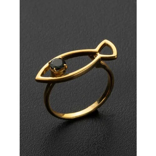 Кольцо обручальное Angelskaya925 Перстень серебряный кольцо печатка с камнем серебро 925, серебро, 925 проба, золочение, турмалин, размер 17.5, зеленый, золотой