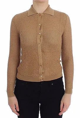 DOLCE - GABBANA Кардиган-свитер Бежевая вязаная хлопковая рубашка-поло IT36/ US2/XS Рекомендуемая розничная цена 980 долларов США