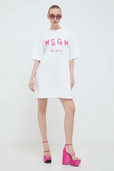 Хлопковое платье MSGM, белый